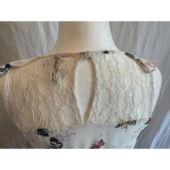 Disney Cinderella White Hi Lo‎ Semi Sheer Butterflies Dress Ruffle Princess XS - Picture 8 of 12